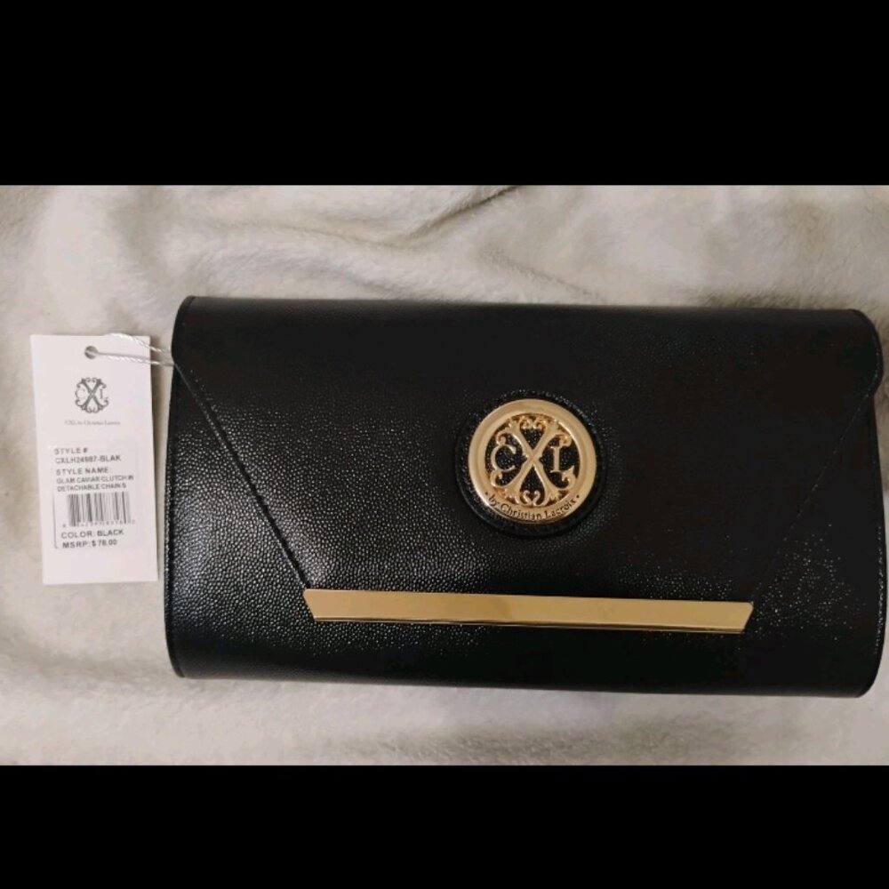 CXL Christian LaCroix Clutch Crossbody , Black and Gold